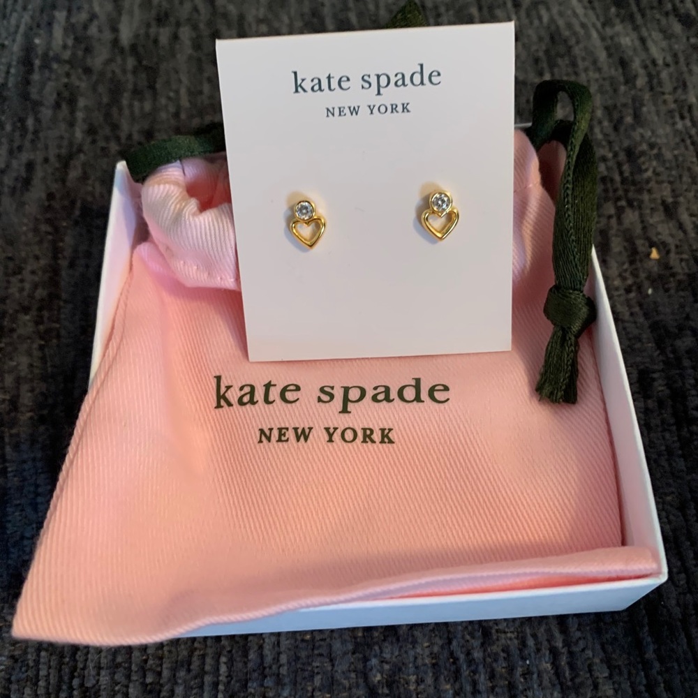 Kate spade gold heart shaped studs